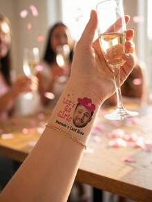 Custom Photo Temporary Tattoo Stickers, Personalized Graduation Cartoon Portrait Design, Fun Celebration Style Body Decor For Graduation Party Ceremony, Customized Name Tattoo Decal Unique Keepsake Gift, Customizable Picture Favor For Friends Classmates Family Graduation Season - Apricot - View 6