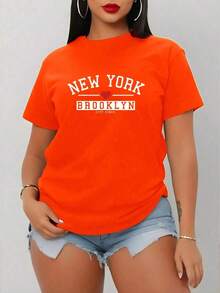 Camiseta con estampado de letra - Naranja - Ver 3