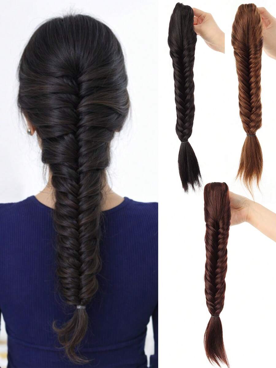 Fishtail Ponytail Wig For Women, Realistic Braided Long Braid, Claw Clip Style Ponytail, Atmospheric Updo.