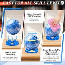 1 pièce Support de boule de bowling rotatif à 360° avec poignée multi-angle facile à utiliser, convient à toutes les boules de bowling, améliore la performance, le nettoyage et le polissage de la boule de bowling, support de boule de bowling jaune - Multicolore - Voir 6
