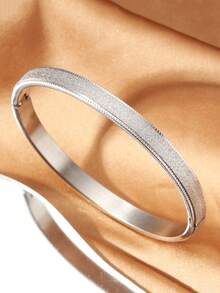 1pc Fashionable Stainless Steel Bracelet, Minimalist Matte Texture, Granular Surface Jewelry, Suitable For Daily Commute And Holiday Wear, Can Be Stacked With Bracelets, Versatile Fashion Bangle - Bracelet - View 5