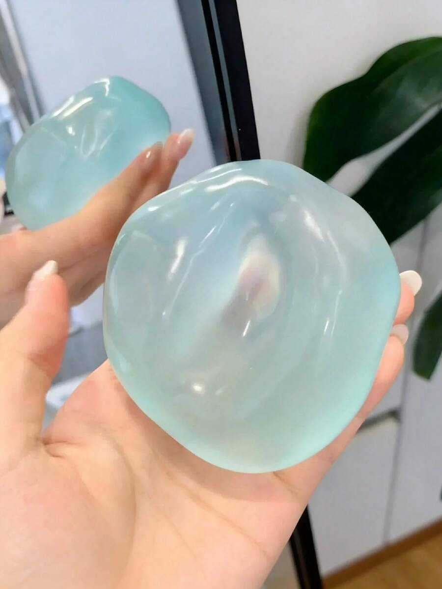 1/2Pcs Malleable Slow Rebound Blue Coconut Oil Squeeze Ball, 6cm Malt Textured Handmade Squishy Fidget Toy, Ultra Soft Moldable Decompression Ball, Creamy Texture Sensory Fidget Gadget For Anxiety & Tension Relief - Multicolor - View 1