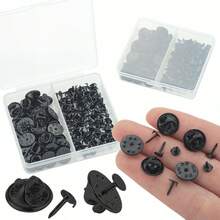 50pcs/Box DIY Safety Pin Base, Multicolor Butterfly Clips & Tack Pins, Includes 25pcs Butterfly Clips & 25pcs Tack Pins, Suitable For DIY Jewelry Making, Handmade Badge Accessories, Hat Clips, Clothing Pins, Butterfly Clips, Decorative Fasteners, Tie Clips And Replacement Parts Craft Materials - Butterfly Clasp (25pcs) + Spiky Pin (25pcs) / Box - View 4