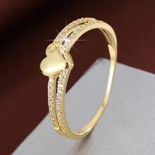 1 chiếc nhẫn nữ hình trái tim tối giản đính đá Cubic Zirconia, quà tặng ngày lễ - Nhiều màu - Xem 11