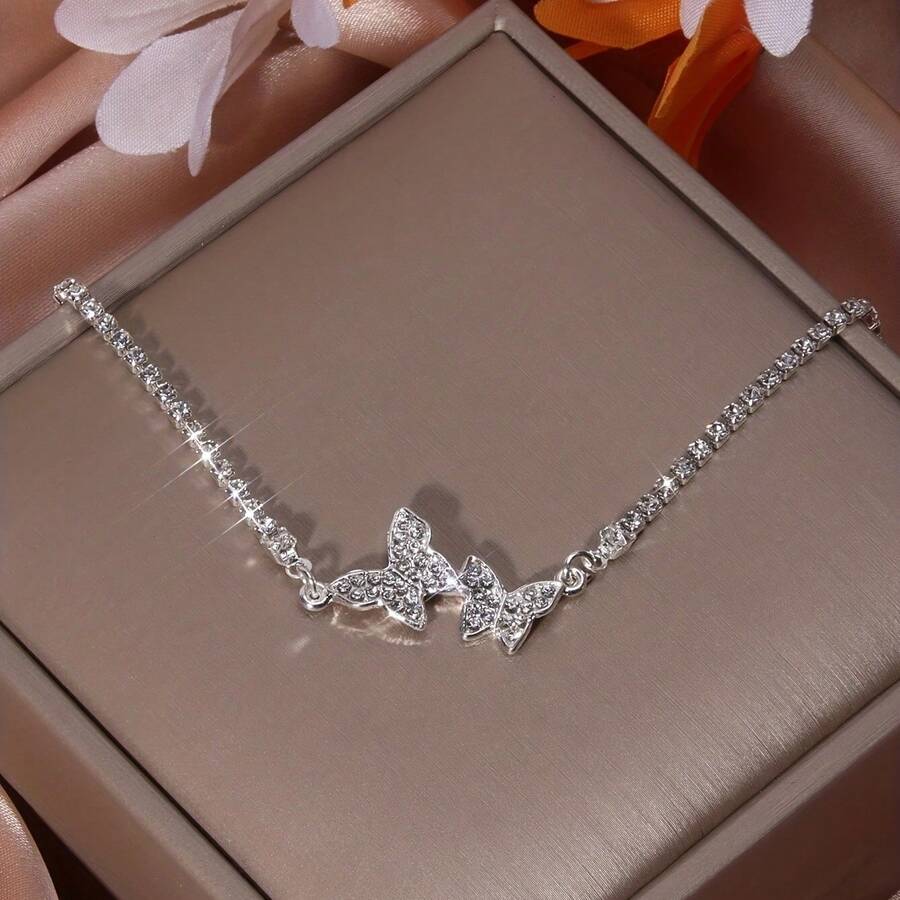 Shiny Easy-To-Wear Butterfly Bracelet, Decorative Jewelry Gift For Holidays, Parties, And Dates - Golden Yellow - View 1
