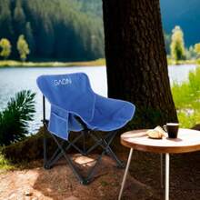 GAON. Sillas Plegables para Camping Pesca Playa y Exteriores de Lona Impermebale Ligera - Sillas para Exterior Ergonomicas con Estructura de Acero y Funda Transportadora Set 2 Piezas - Azul - Ver 3