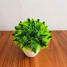 1件裝松針盆栽人造花綠色植物裝飾盆栽仙人掌盆栽居家創意小擺飾附盆 - 彩色 - 查看 11
