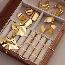 10pcs/Set Women's Gold Geometric Earrings Set, Random Delivery - Yellow Gold - View 11