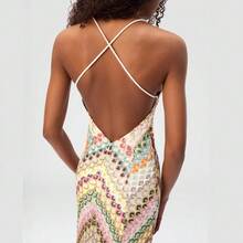 Women's Boho Print Maxi Dress Spaghetti Strap V Neck Summer Beach Vacation Dress - 綠藍 - 查看 5