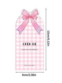 50pcs Cute Pink Bow Stickers, Suitable For Gift Wrapping And Decoration, Perfect Fit For Gift Boxes, Disposable Paper Stickers, Suitable For Small Businesses, Wedding Gift Wrapping, Commercial Use, Simple Design Adhesive Seal Stickers - Multicolor - View 6