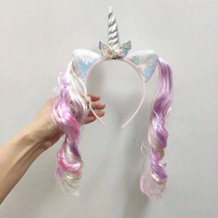 Accesorios de fiesta de cumpleaños para niños, nueva Peluca de unicornio para niñas, tocado colorido y lindo, horquillas para niños, pinzas para el cabello con lentejuelas - EP76B0 - Añade 3