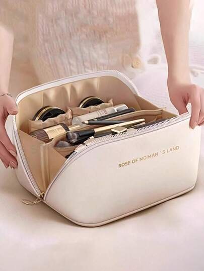 1pc Multi-Functional Travel Makeup Bag, Large Capacity Cosmetic Storage Pouch, Portable Organizer Bag For Makeup Brushes, Cosmetics, Skincare, Digital Devices, Great Gift For Christmas, Valentine's Day, Mother, Friends, Teachers