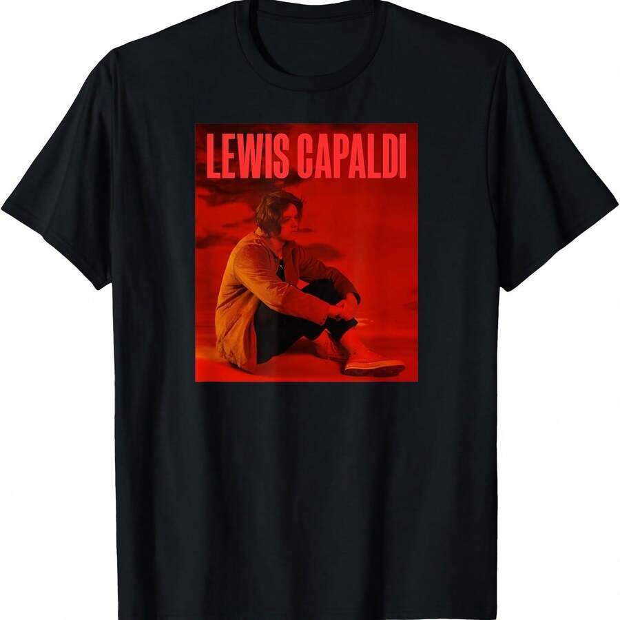 Lewis Capaldi Album Cover Red Text T-Shirt - Negro - Ver 1
