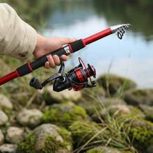 KecchKrezing Large Fishing Set Fishing Rod & Reel Combo With Landing Net, Tackle Box & Storage Bag, All-In-One Portable Outdoor Kit - Red - View 4