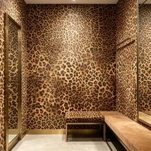1 Roll Leopard Print Self-Adhesive Wallpaper, Suitable For Wall Decor In Living Room, Bar, Bathroom, Shelf Liner, Decorative Sticker, Vinyl Covering, 17.7inX39.3/118.1/196.8/393.7in - Brown - View 9