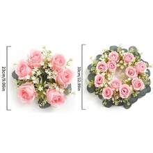 de flores artificiales de rosas de 23/33cm, flores falsas de seda con hojas de eucalipto para decoración de boda en el hogar, accesorios de regalos DVEO - Champán - Ver 11