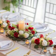 de flores artificiales de rosas de 23/33cm, flores falsas de seda con hojas de eucalipto para decoración de boda en el hogar, accesorios de regalos DVEO - Champán - Ver 12