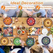 D48 Pcs Mexican Fiesta Party Plates Multicolor Handmade Style Paper Plates Cielito Lindo Party Decoration Talavera Fiesta Tableware Set For Taco Tuesday Dia De Los Muertos Birthday Wedding Baby Shower - 如圖所示 - 查看 5