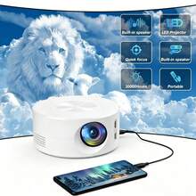 Miniproyector portátil con altavoces estéreo integrados y fuente de alimentación USB - Cine en casa que protege los ojos, espejeo de pantalla, diseño compacto, adecuado para películas, juegos y viajes tanto en interiores como en exteriores, miniproyector portátil, entretenimiento en interiores, montable, sistema de refrigeración eficiente, conectividad multimedia - Multicolor - Ver 2