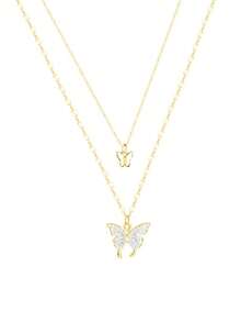BALMORA 1pc Niche Luxury S925 Sterling Silver Double-Layer Butterfly Clavicle Chain, 40CM, Women's Party Gift - Gold - View 7