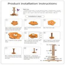 Cat Scratching Post, Indoor Cat Interactive Furniture Toy, 4-In-1 Wooden Cat Scratching Toy, 15.7" High Scratching Post With 2 Horizontal Cat Ball Tracks, Interactive Feather Toy And 2 Sisal Suspension Balls, Kitten Activity Center For Indoor Kittens And Adult Cats - Màu gỗ - Xem 10