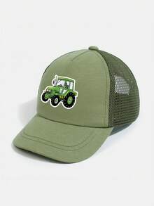 1 pieza Gorra de béisbol con malla y estampado de tractor de granja para niños, sombrero transpirable y ajustable para uso al aire libre y diario - 1PC - Ver 7