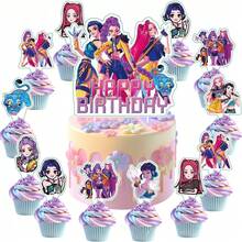 Bộ 24/25 tấm thiệp trang trí chủ đề nhóm nhạc nữ K-POP D Emon Hunter năm 2026, thích hợp trang trí tiệc sinh nhật, tiệc theo chủ đề K-POP. - Nhiều màu - Xem 3
