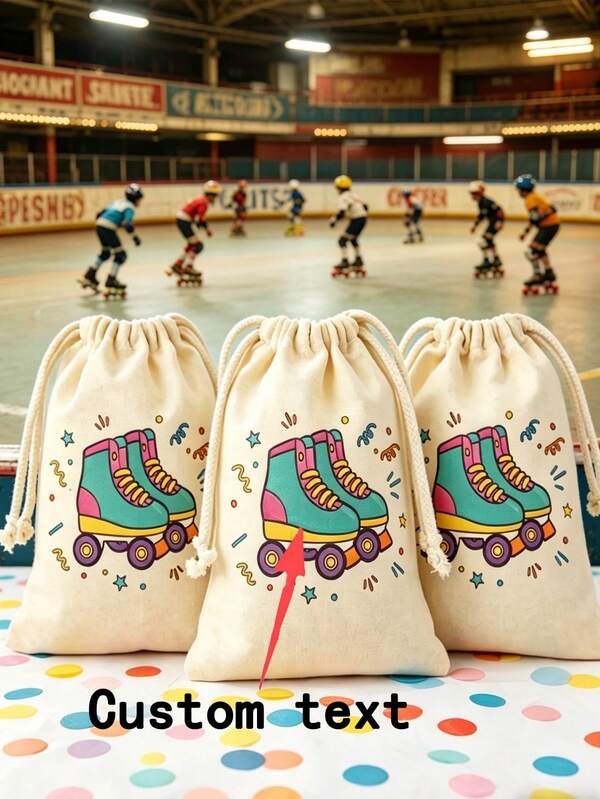 Roller Skating Theme Birthday Party Gift Bags, Cute Colorful Party Favor Bags, Ideal For Roller Skating Theme Birthday Decorations, Children's Party Gift Candy Storage Bags, Retro Roller Skating Theme Cute Gift Bags, Suitable For Boys And Girls Birthday Parties