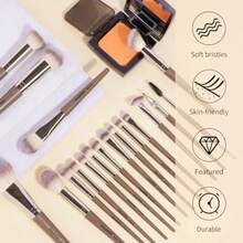 MAANGE Brochas de Maquillaje Kit 18 Piezas Profesional Sintéticos de Alta Calidad Set de Brochas para Maquillaje Rubor Brocha Sombras para OjosandFacial Kabuki - Champn - Ver 8