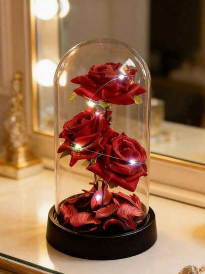 Luminária cúpula acrílico  20 cm A Bela e A Fera A Rosa Encantada vermelha  O Pequeno Príncip