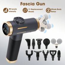 Hailicare 99-Level Powerful Portable Massage Gun, Comes With 11 Massage Heads, Auto Shut Off In 10 Minutes, Electric Massager For Muscle Relaxation, Deep Tissue Massage, Fitness - Dark Grey - View 2