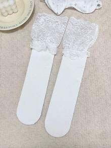 1/4 đôi tất cao đến đầu gối dày dặn, kiểu dáng ren chắp vá mới, thích hợp cho mùa xuân/hè. - Nhiều màu - Xem 15