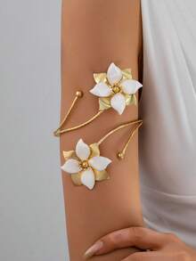 Niche Fashion, Elegant Personalized, Flower Enamel Metal Texture, Open Elegant, Arm Ring, Women's Daily Style (No Gift Box) - Multicolor - View 9