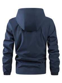 1 buah Jaket Pria, Biru Tua, Banyak Saku, Berkerudung, Tahan Angin, Desain Tali Serut yang Dapat Diatur, Kain Tenun Tahan Lama, Tahan Kerut, Gaya Kasual Bisnis, Cocok untuk Perjalanan, Aktivitas Luar Ruangan, dan Pakaian Santai - Navy Blue - View 8