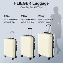 YSTYLE 3-In-1 Large Luggage Suitcase Sets, White Solid Hardside ABS Suitcase With TSA Lock, 4 Slient Spinner Wheels Travel Set For Travel Must Haves,Cruise Essential,Vacation Durable Luggage Case Trolley Suitcase Spinner Suitcase Travel Luggage, Anti-Scratch Travel Suitcase, Hardshell Suitcase Suitcase Luggage,Combination Package Carry-On Suitcase With Wheels Travel Essentials Durable For Men For Women For Vacation For Business Large Capacity Travel Essential Travel Accessories Travel Organizer Travel Stuff - 白色 - 查看 5
