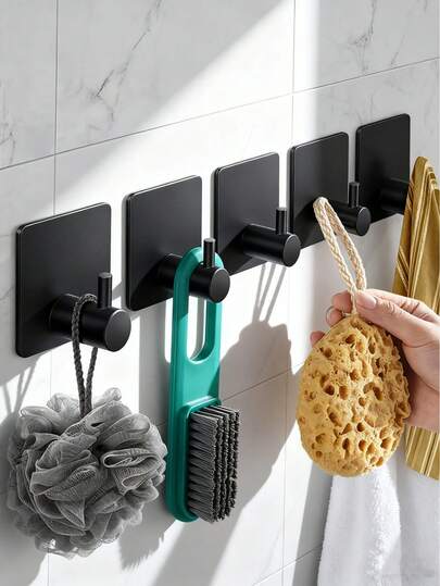 Rustproof Stainless Steel Wall Hooks - Easy-Install, Adhesive, Heavy-Duty Hooks For Hanging Coats, Hats, Towels, Robes - Ideal For Bathroom, Kitchen, And Bedroom Use, Contemporary Style, Easy Installation Hooks | Durable Wall Hooks, Towel Rack