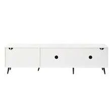 TV Stand Measuring 180 X 40 X 48 Cm With 3 Hinged Doors, Low Style, TV Stand, Cabinet, Living Room Furniture, Patterned Design, White Color, Suitable For TVs Up To 80 Inches, Large Storage Space, Made Of MDF. - 白色 - 查看 6