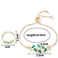 Bộ trang sức gồm vòng tay và nhẫn hình lá đính đá Zirconia nhiều màu sắc, chất liệu Dopamine, thích hợp cho nữ giới đi du lịch mùa xuân/hè và đeo hàng ngày. - Bạc - Xem 8