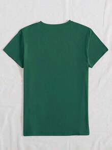 Camiseta de manga corta informal con estampado combinado de letras del alfabeto y flores para el verano, CON PERO BUSCA PRIMERO SU REINO Y SU JUSTICIA, Y TODAS ESTAS COSAS TE SERÁN AÑADIDAS Mateo 6:33 Camisetas gráficas para mujer-Vintage Street Style Unisex Loose Cotton Short Sleeve Crew Neck T-Shirt - Verde - Ver 2