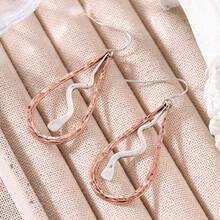 Teardrop Shaped Earrings, Dual-Tone Metal With Handcrafted Hammered Texture, Unique Artistic Vibe - Silver - View 5