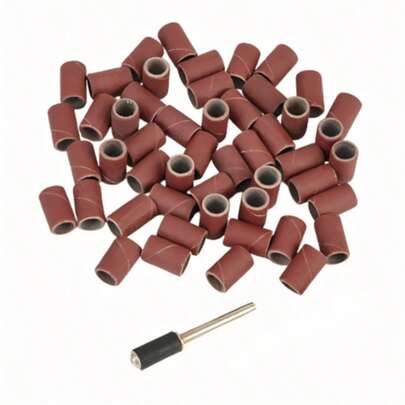 51PCS Industrial Sanding Drum Kit, 50Assorted Grit Sanding Sleeves & 1 Mandrel Shafts, Heavy-Duty Sander Set For Drill Press & Production Metal Grinding