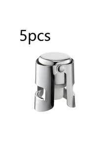 1/2/5 nút chặn sâm panh bạc, dụng cụ bảo quản sâm panh, nắp đậy kín, nút chặn rượu vang sủi bọt, nắp silicon kín khí chống rò rỉ cho sâm panh, cava, prosecco và rượu vang sủi bọt. - Bạc - Xem 10