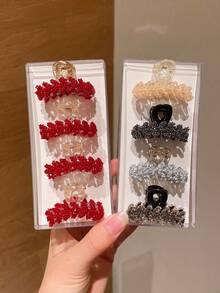 8 piezas Pinzas de pelo elegantes para mujer con forma de espiga de trigo de cristal falso, pinzas de pelo medianas cruzadas con strass de colores, pinzas de pelo de moda para peinados recogidos, adecuadas para citas, vacaciones en la playa, regalos, accesorios para el cabello de verano - Multicolor - Ver 8