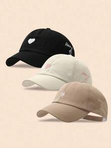 Set de 3 gorras de béisbol sin ala con diseño de corazón para niños, sombrero de protección solar adecuado para primavera y verano para niñas - Multicolor - Ver 20