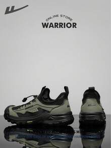 WARRIOR 勇士时尚复古男士运动鞋，春夏舒适跑步鞋，简约休闲又不失时尚感，四季皆宜，耐磨耐穿，适合全天穿着的训练运动鞋，软底设计。 - 軍綠/黑 - 查看 4