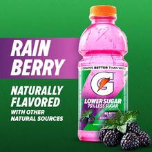 Gatorade Lower Sugar Electrolyte Sports Drink, Fruit Punch, 12 Fl Oz Bottles, (12 Pack), 75% Less Sugar, No Artificial Flavors, No Artificial Sweeteners, No Artificial Colors, Hydration - Rain Berry - View 4