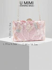 New European And American Fashion Pearl Embroidered Evening Clutch, Suitable For Parties, Galas, Weddings, Random Pattern - Pink - View 6