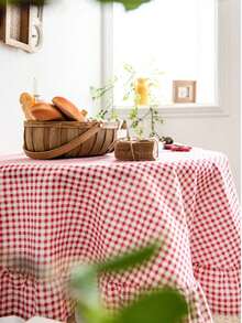 1 chiếc khăn trải bàn tròn kẻ caro kiểu Pháp lãng mạn, khăn phủ tủ đầu giường kẻ caro xếp nếp, khăn trải bàn trà nhỏ kiểu chụp ảnh lưu niệm. - Nhiều màu - Xem 7