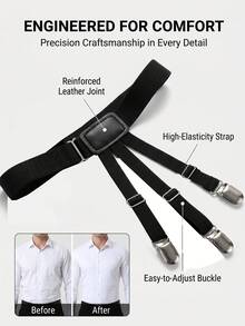 2 pinces de chemise ajustables pour hommes avec boutons antidérapants, convenant pour le bureau formel, les voyages ou le port quotidien des hommes/messieurs ! Choix de cadeau idéal pour un usage quotidien/au bureau/en voyage, les accessoires et vêtements antidérapants sont essentiels pour les tenues de ville des hommes - Noir - Voir 2