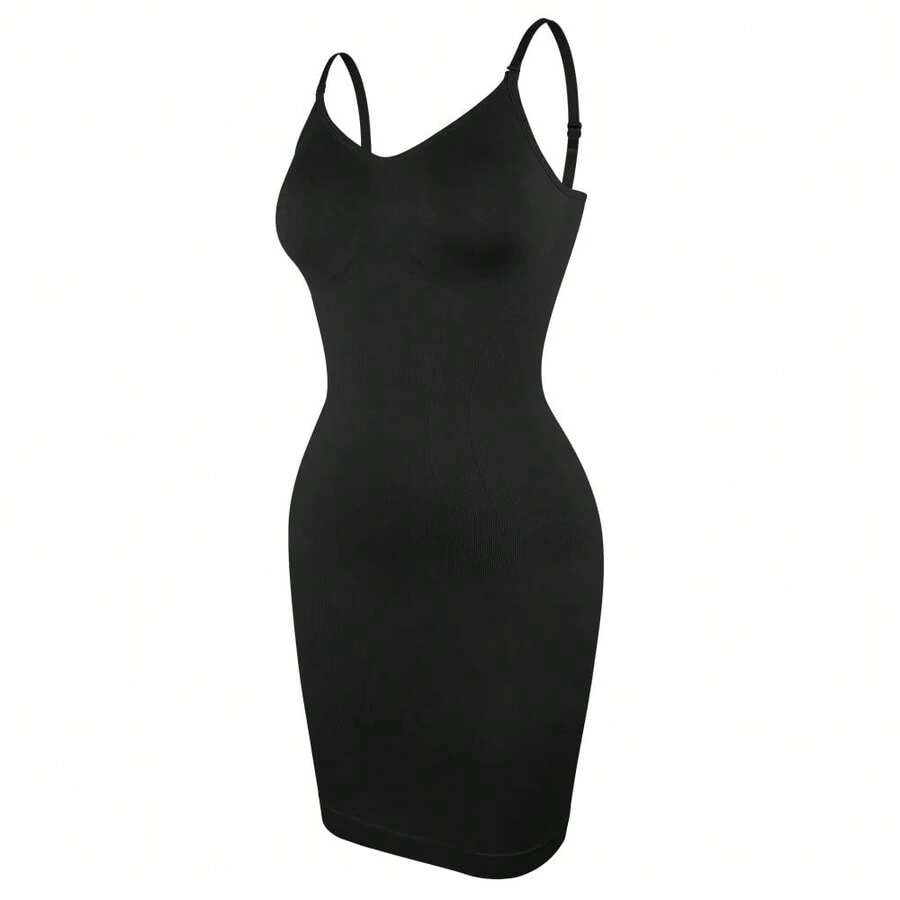 Vestido con tirantes moldeador para mujer, nuevo vestido ajustado, Sexy, Control de barriga, deslizamientos completos, moldeador de cuerpo transpirable, S-3XL ajustado de talla grande - Negro - Ver 1